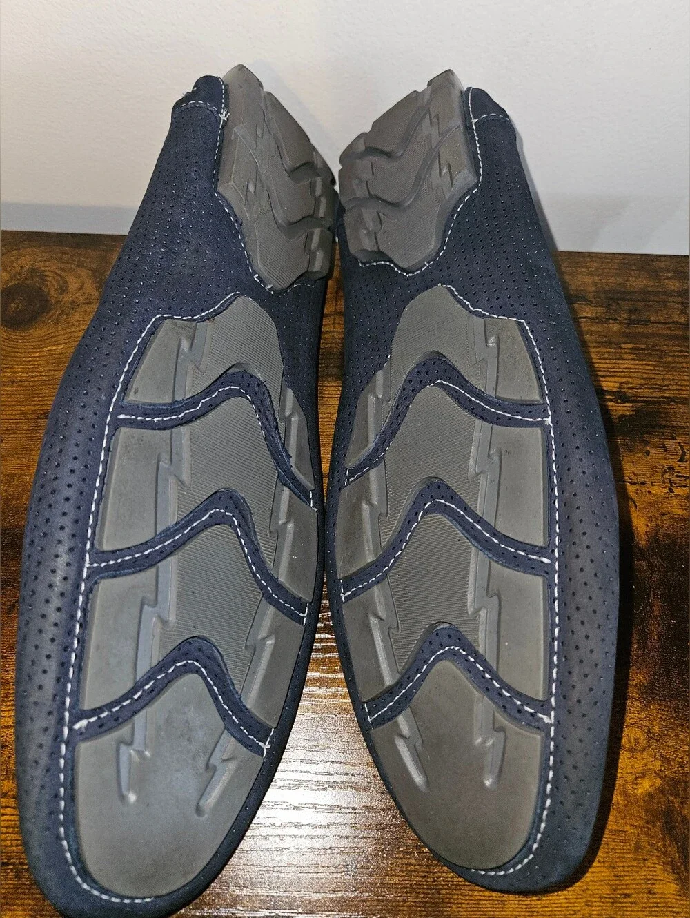 1901 Navy Perforated Leather Bit Loafers